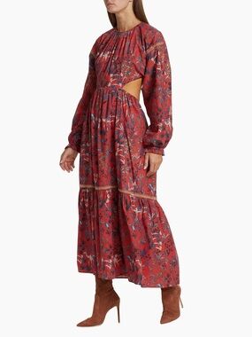 Anthropologie Chufy Kissa Cotton Printed Maxi Dress Nile Tales Size X-Small